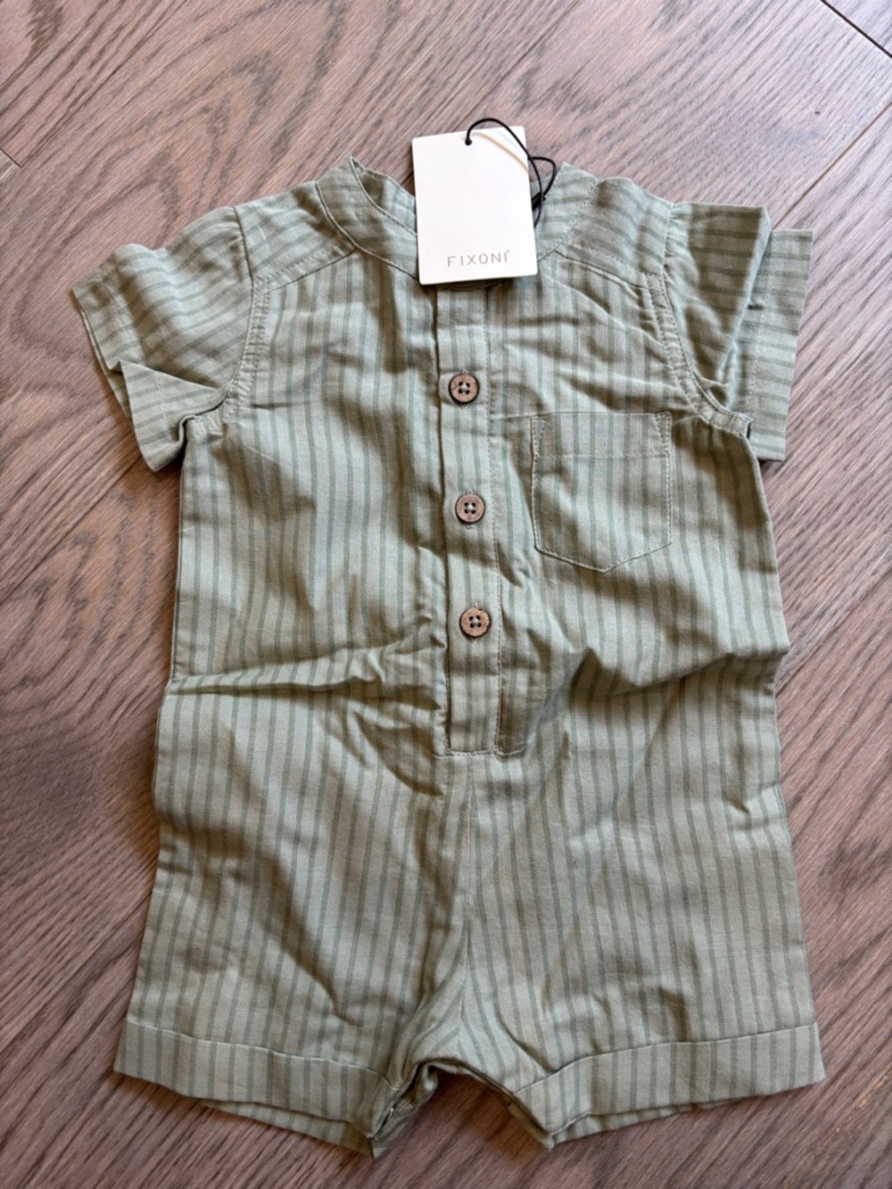 NWT Light Green Striped romper | 0-3m